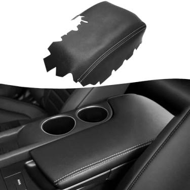 Imagem de KBH Capa de apoio de braço para console central automotivo para Lexus IS200t IS250 IS300 IS350 2014-2017 acabamento de reposição de console de couro de vinil (preto, costura cinza)