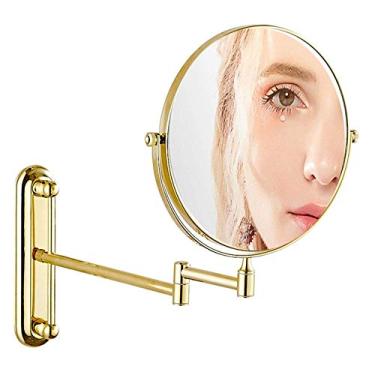Imagem de Espelho de maquiagem montado na parede, espelho de banheiro com ampliação de 3/5/7/10x, rotação giratória de 360 graus com visão livre de distorção, para meninas