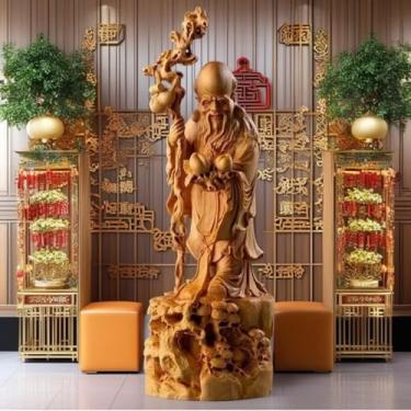 Imagem de FENNYYAR Estatueta de estrela de longevidade tradicional chinesa cipreste - figura mitológica, 21 cm, estátua de sala de casa