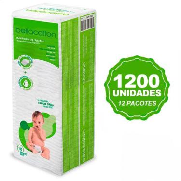 Imagem de Algodão Bellacotton Quadrado para Bebê Caixa Fechada 12 Pacotes com 10