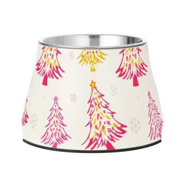 Imagem de Burbuja Tigela de árvore de Natal para cães de aço inoxidável para comida e água, antiderrapante para cães médios e gatos, 590 ml