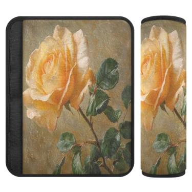 Imagem de Burbuja Capa para cinto de segurança de carro rosa amarela Valentine Protetor de cinto de segurança de carro macio confortável para alça de ombro de assento de carro, 1 par médio