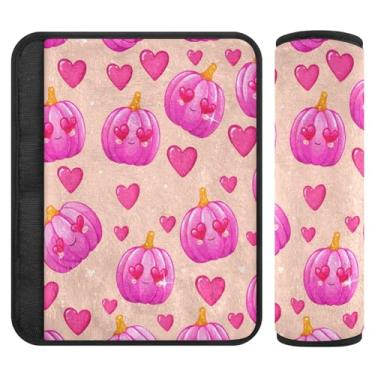 Imagem de Burbuja Capas para cinto de segurança de carro Pink Pumpkins protetor de cinto de segurança macio confortável para alça de ombro de assento, 1 par médio