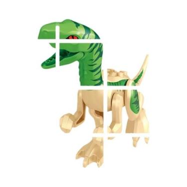 Imagem de Blocos De Montar De Dinossauros Jurássicos: Velociraptor, Triceratops,