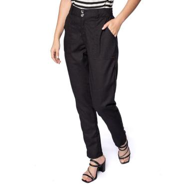 Imagem de Calça Feminina Averzzy Reta Viscose e Linho Bege Claro-Feminino