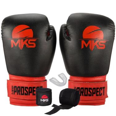 Imagem de Kit Luva de Boxe Muay Thai Kickboxing Prospect com Bandagem 2,55m e Protetor Bucal MKS Combat-Unissex