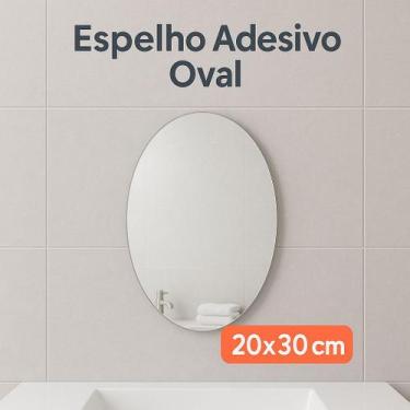 Imagem de Kit Decoração Pronta  Espelho Adesivo Oval + Luminária Lua LED  Fácil 