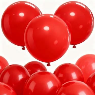 Imagem de Pacote com 50 balões vermelhos de 61 cm balão de festa de látex vermelho para casamento, aniversário, chá de bebê e muito mais