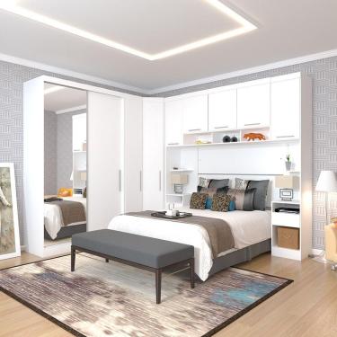 Imagem de Quarto De Canto Casal Com Guarda Roupas Com Espelho E Mesas De Cabeceira Alpes Luciane Móveis Bran