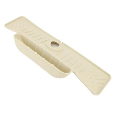 Imagem de Ymiko Tapete de Pia Com Cesto de Armazenamento Protetor de Drenagem de Silicone de Secagem Rápida para Cozinha e Banheiro, Bandeja Impermeável Antiderrapante Com Rack de Secagem, Organizador de (Bege)