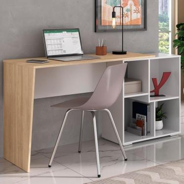 Imagem de Mesa Escrivaninha 2 Em 1 Com Nichos Arbo A06 Carvalho/branco - Mpozenato