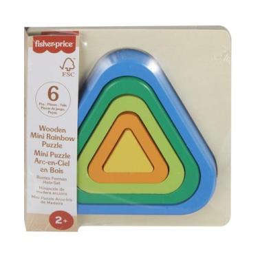 Imagem de Hxt98 fisher price quebra cabeca arco iris de madeira triângulo hxv00 
