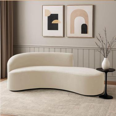 Imagem de Sofá 4 Lugares Orgânico 220 Cm Morgan Cotelê Ext/veludo Bege D03 - D'rossi