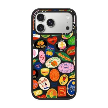 Imagem de CASETiFY Capa Impact para iPhone 17 Pro Max [fina/compatível com Magsafe/2,5 m. Proteção contra quedas de grau militar 4X] - Adesivos de frutas - Preto fosco