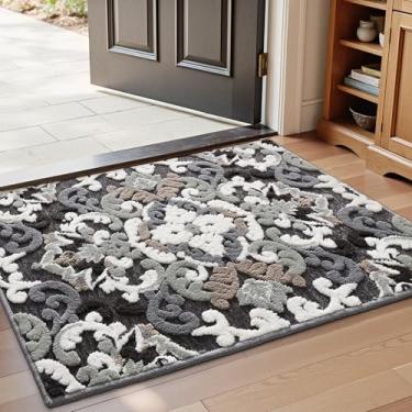 Imagem de LUMI Tapete de porta interno para entrada 61 x 91 cm, capacho frontal tradicional de luxo com suporte de borracha de látex antiderrapante, macio, caçador de sujeira, tapetes laváveis para entrada