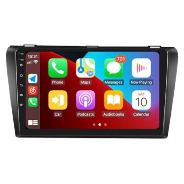 Imagem de Android 13 para Mazda 3 Radio 2004-2009 com Apple Carplay e Android Auto 4 GB de RAM + 64 GB ROM tela sensível ao toque de 9 polegadas com câmera de backup estéreo GPS WiFi Bluetooth FM SWC