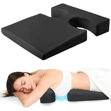 Imagem de KONOVOLY Travesseiro de peito para dormir, almofada em T reforçada, massagem para tamanhos de busto (AA-D), almofada acolchoada confortável, almofada propensa à mesa de massagem para spa (preto)