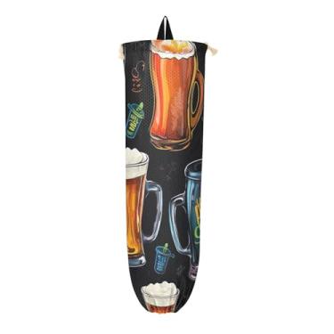 Imagem de Copos de Cerveja Saudação Feliz Ano Novo Dispensador de Saco Plástico, Suporte de Saco de Plástico, Saco de Armazenamento de Cozinha