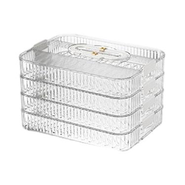Imagem de KiBcsLic Organizador de bolinhos, bandeja para conservação de alimentos, bandeja para congelamento, prateleira de geladeira, recipiente para armazenar, 4 Camadas