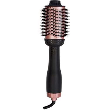 Imagem de Escova Secadora de Cabelo Profissional Bivolt 1300W, Preta e Rose Gold, com Cerdas Mistas