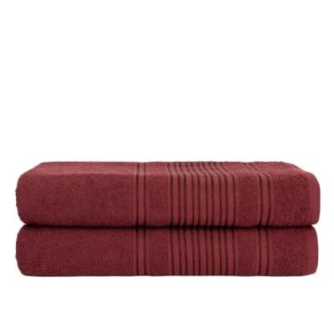 Imagem de Kit 2 Toalhas de Banho Luxo 100% Algodão 450g/m² Alta Absorção Macias 74x150cm(2 BORDÔ)
