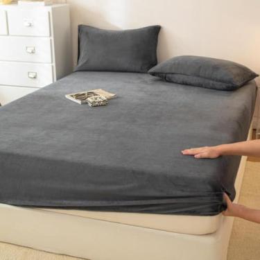 Imagem de Lençol de baixo de pelúcia ultramacio com bolso profundo, capa protetora de colchão, conjunto de cama para todas as estações, elástico ultra elástico de 360 graus, para quartos tipo 05||90 x 200 cm
