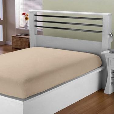 Imagem de LM Detona, Lençol De Cama Casal Avulso Com Elástico Algodão 150 Fios Cor:Bege