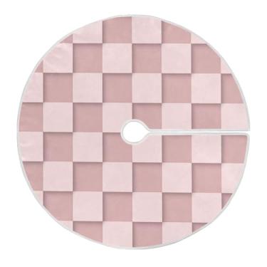 Imagem de Blueangle Saia de árvore quadriculada rosa para dia dos namorados de 123 cm - decoração de árvore de feriado de poliéster macio e resistente a rugas (123)