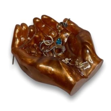 Imagem de Molde de mão para resina – Molde de silicone em forma de mão 3D para fundição de epóxi, bandeja de joias, suporte de vela, pote de suculentas e artesanato de decoração de casa – Molde de arte de