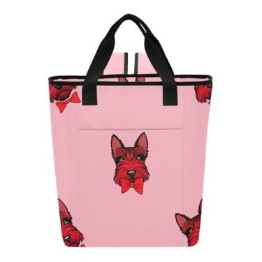 Imagem de Scottie Terriers Bolsas térmicas para cães rosa isoladas 36 latas femininas lancheiras para trabalho 14 x 15 x 16 cm