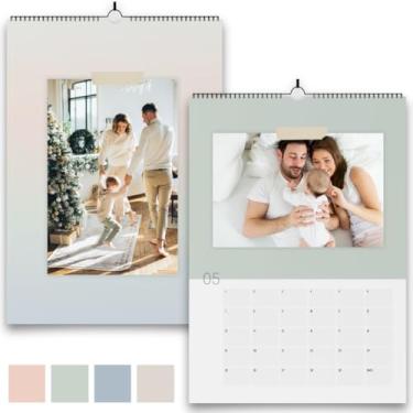 Imagem de Calendário de fotos DIY 2025 | Calendário de artesanato sempre formato A4 | Calendário faça você mesmo 12 meses | Presente de família de Natal (pastel multicolorido)
