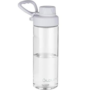 Imagem de OLDLEY Garrafas de água Tritan de 590 ml sem BPA com alça de transporte e tampa de bico, garrafa de água infantil à prova de vazamento para casa, viagem, escola, ao ar livre, transparente