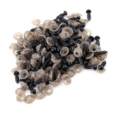 Imagem de Generic 100 Peças Olhos de Plástico para Bonecas Diy Com Arruelas, Design de Linha Firme, Perfeito para Bonecas, Ursos de Pelúcia, Brinquedos de Pelúcia, Cor Preta (plástico 2)
