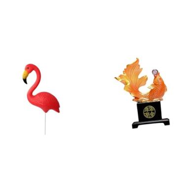 Imagem de Whtkoph Enfeite de Jardim com Carpa E Flamingo, Escultura Moderna em Resina para Decoração de Natal. Figura Decorativa de Animal Mágico, Ideal para