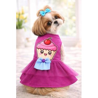 Imagem de Kit 3 Vetidos Pet Fantasia Babado bonito Personagem Sai Festa Luxo Con