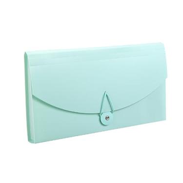 Imagem de Pasta de arquivos expansível portátil, organizador de arquivos acordeão, pastas de mesa, letras A4, armazenamento de documentos em papel com 13 bolsos para escritório em casa (verde)