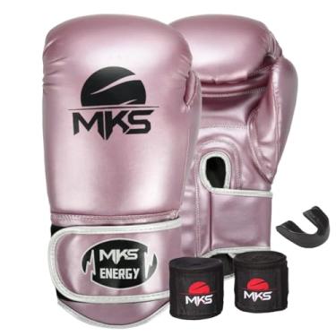 Imagem de KIt Luva Boxe Muay Thai New Energy Lilás Metálico + Bandagem + Protetor Bucal - Mks Combat (16oz)