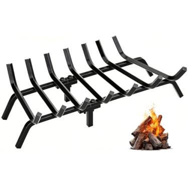 Imagem de FEED GARDEN Grade de lareira 76.2 cm Suporte para lareira de ferro fundido resistente, barra de aço sólido de 1/5.1 cm para lareira para uso interno e externo, acessórios de lareira para fogão a lenha