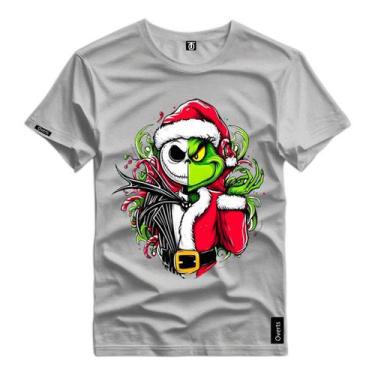 Imagem de Camiseta Masculina Grinch Personagem Verde Do Natal Esqueleto Camisa P