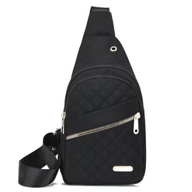 Imagem de Mochila transversal pequena tiracolo para mulheres e homens, bolsa de peito, bolsa tiracolo para viagens, esportes, corrida, caminhada, Preto, Small