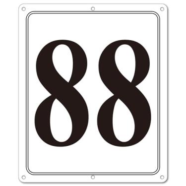 Imagem de i-CowFun Placa numerada de metal premium ao ar livre, refletiva de 30,5 x 25,4 cm, placas numeradas de alumínio grandes 88 para estacionamento, quadra de tênis, campo, armazém, corredor, edifício