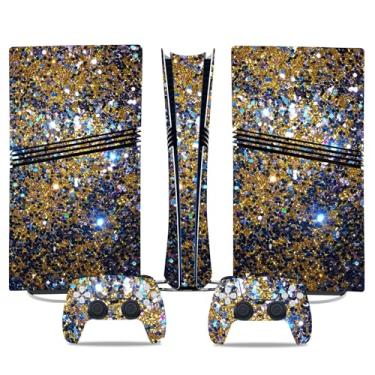 Imagem de Película de decalque para disco Ps5, capa adesiva de vinil de corpo inteiro para console e controle PlayStation 5 (edição de disco PS5, Blue Lightning) (Brwon Glitter, PS5 Pro Digital)