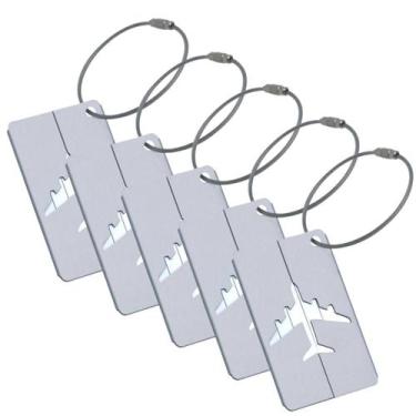 Imagem de Kit 5 Tags Etiquetas Para Mala Bagagem Viagem C/ Cabo Aço Resistente -