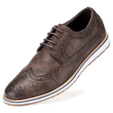 Imagem de Sapato Oxford masculino Mio Marino Everyday Casual Wingtip, Marrom escuro, 10.5