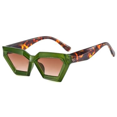 Imagem de Óculos de Sol Olho de Gato Degradê Unissex Armação Pequena UV400 para Esportes ao Ar Livre, Corrida e Ciclismo, Estampa Leopardo e Chá Verde
