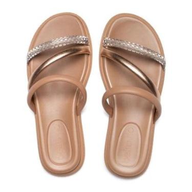 Imagem de Chinelo Feminino Beira Rio Flatform Tiras Strass e Metalizad-Feminino