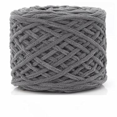 Imagem de Fio de chenille grosso para cobertores, novelo de camada única super macio para tricô, crochê e decoração de casa DIY (cinza carvão)