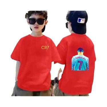 Imagem de Camiseta De Algodão Infantil De Verão CR7 Ronaldo Respirável Casual Mo