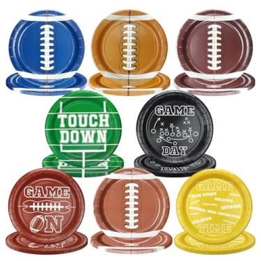 Imagem de PTECDROTS 40 peças de pratos de futebol – incluindo pratos de decoração de festa de aniversário de futebol de 23 cm, pratos de jantar descartáveis para fãs, eventos esportivos, jogos, dia e festa
