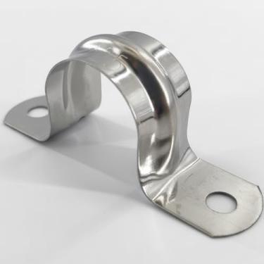 Imagem de RGFXA 30 peças de grampos de conduíte de aço inoxidável de 2,5 cm, braçadeira de tubo de suporte em U de 2 furos, clipes de tensão de alça de metal em U para fixação de tubos em várias superfícies (25